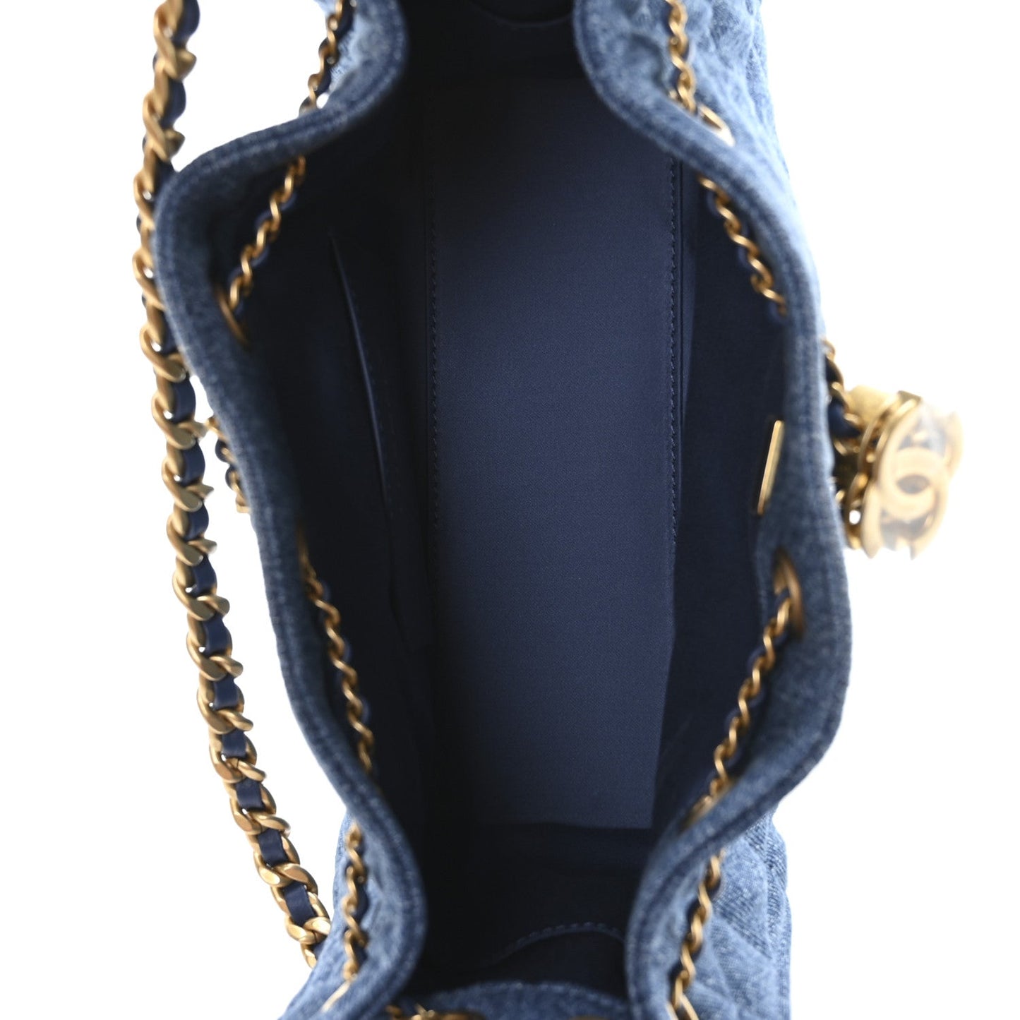 Washed Denim Quilted Mini Chanel 25 Handbag Blue