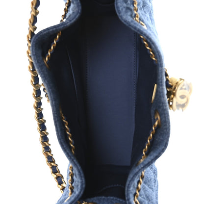 Washed Denim Quilted Mini Chanel 25 Handbag Blue