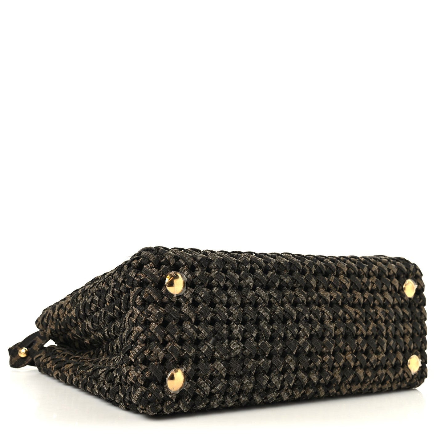 Fabric Jacquard FF 1974 Woven Knotted Medium Peekaboo Iconic Satchel Tobacco Moro