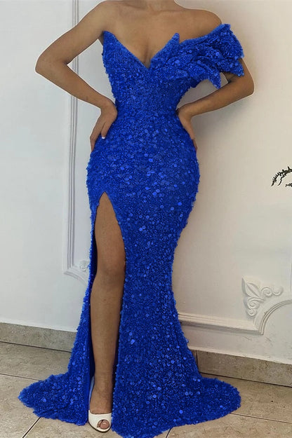 Pretty Lilac  V-Neck Off-The-Shoulder Mermaid Prom Dress