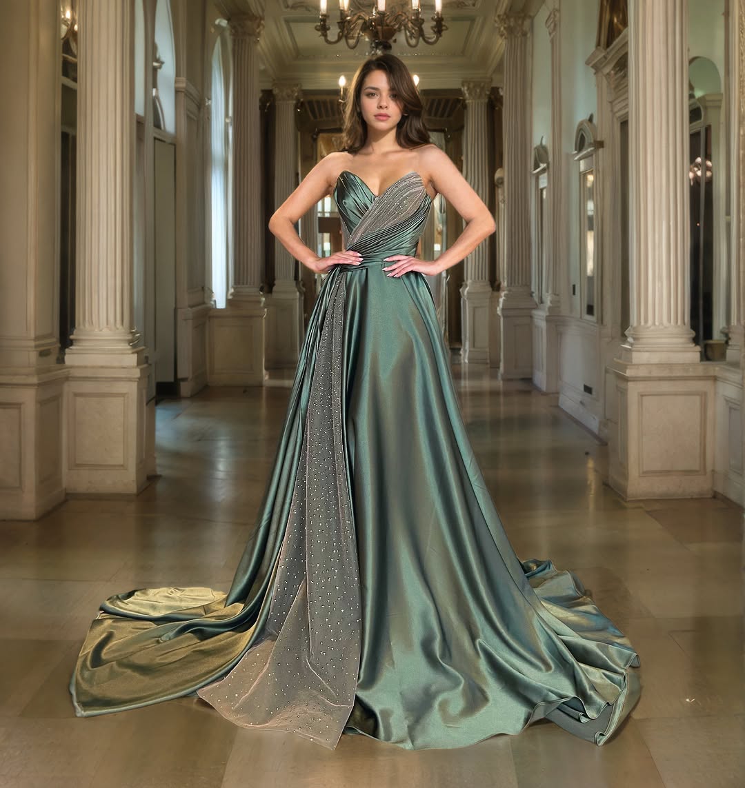 Sleeveless Strapless V-Neck Mermaid Beads Prom Dress