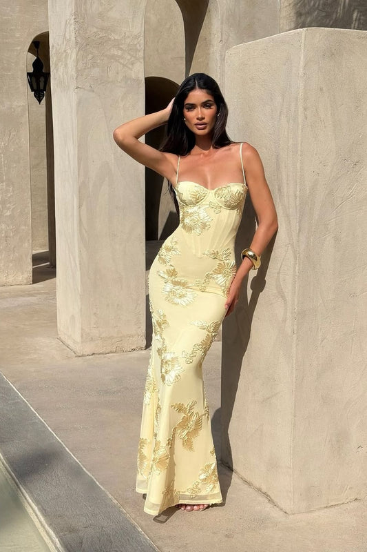 Sleeveless Spaghetti Straps Mermaid Prom Dress With Embroidery