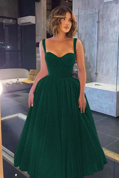 Gorgeous Spaghetti-Strap Sweetheart Sequins Prom Dress With Tulle