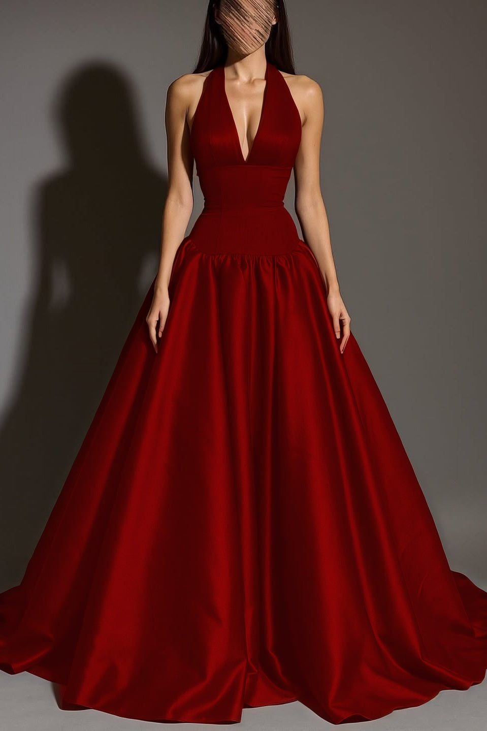 Sexy Sleeveless Halter Straps A-Line Deep V-Neck Long Prom Dress