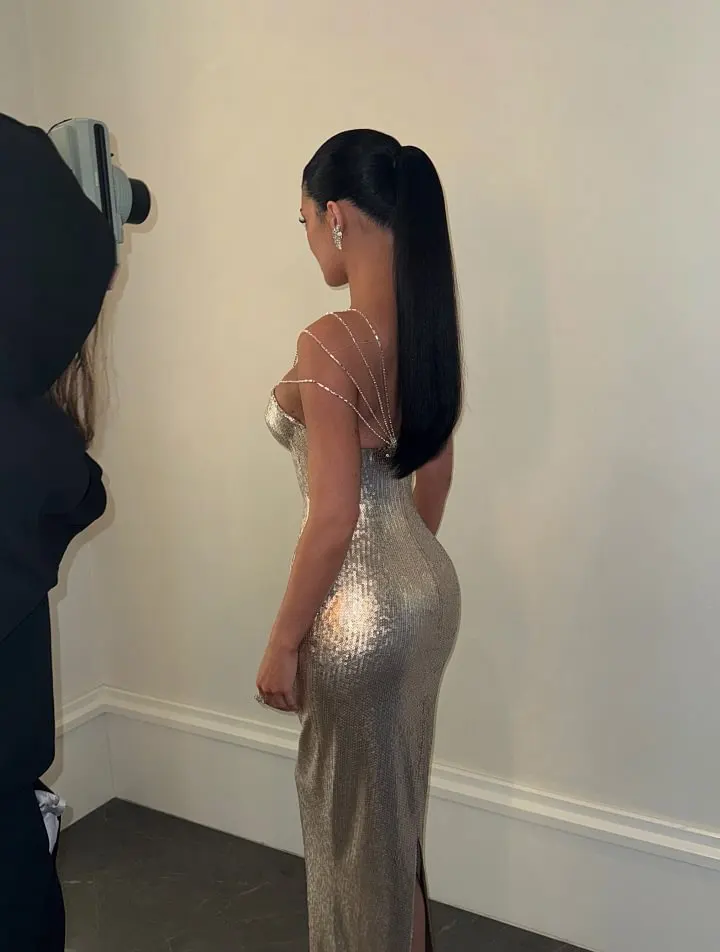 Sparkly Silver Off-the-Shoulder Evening Dress Sleeveless With Sequins