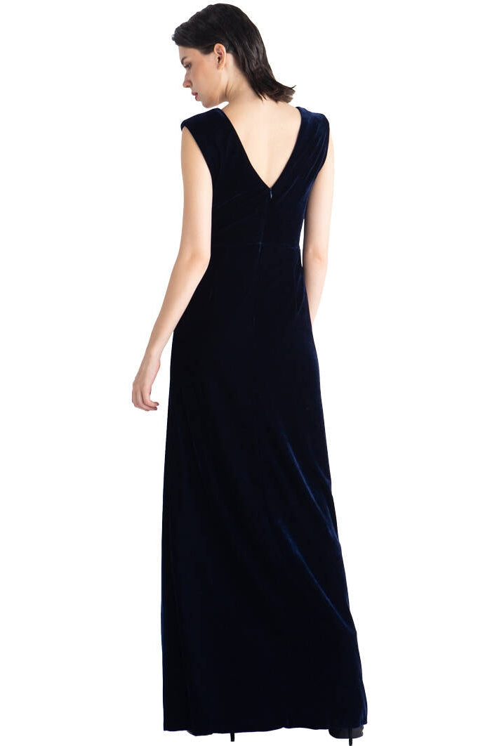 V Neck Burgundy Velvet Dress