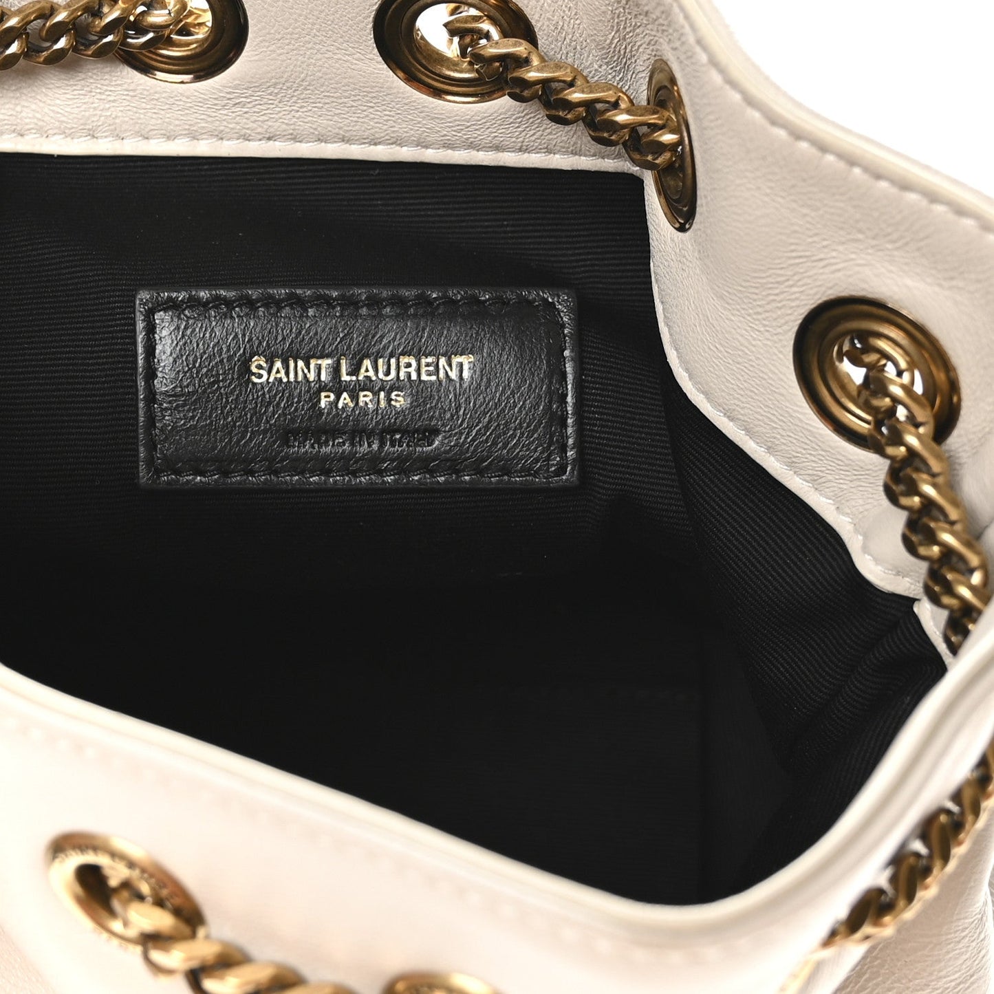 Lambskin Matelasse Monogram Joe Nano Bucket Bag Crema Soft
