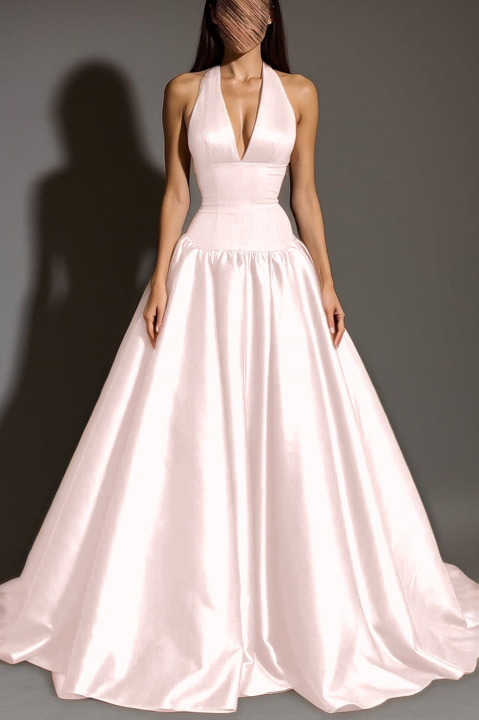 Sexy Sleeveless Halter Straps A-Line Deep V-Neck Long Prom Dress