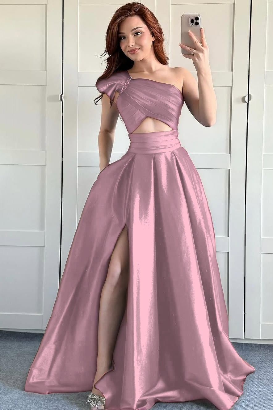 Sleeveless Asymmetric A-Line Beads Prom Dress