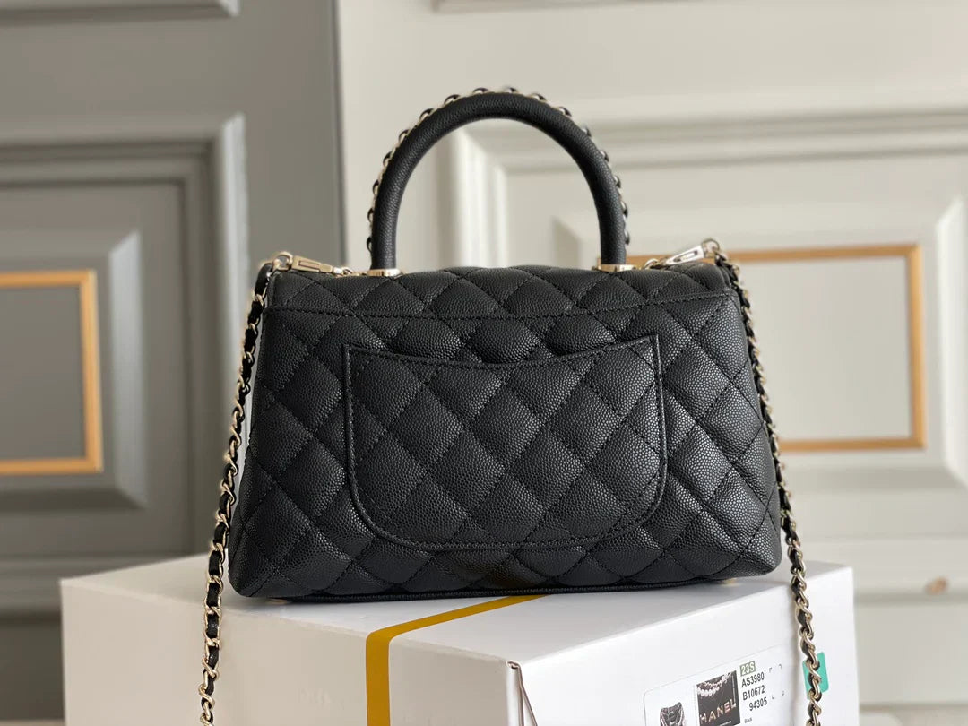 Chanel Coco Handle Black Bag Handle Flap Small/Mini Bag Black - 24x14x10cm