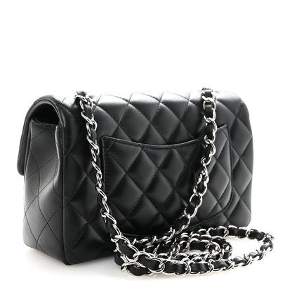 Lambskin Quilted Mini Rectangular Flap Black