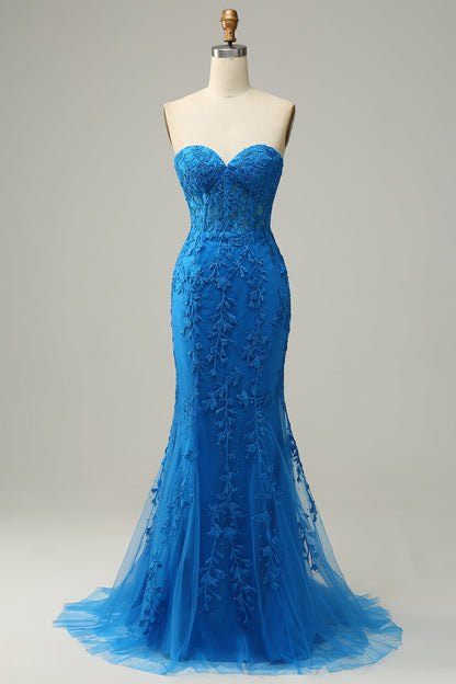 Mermaid Sweetheart Strapless Lace Party Prom Dress