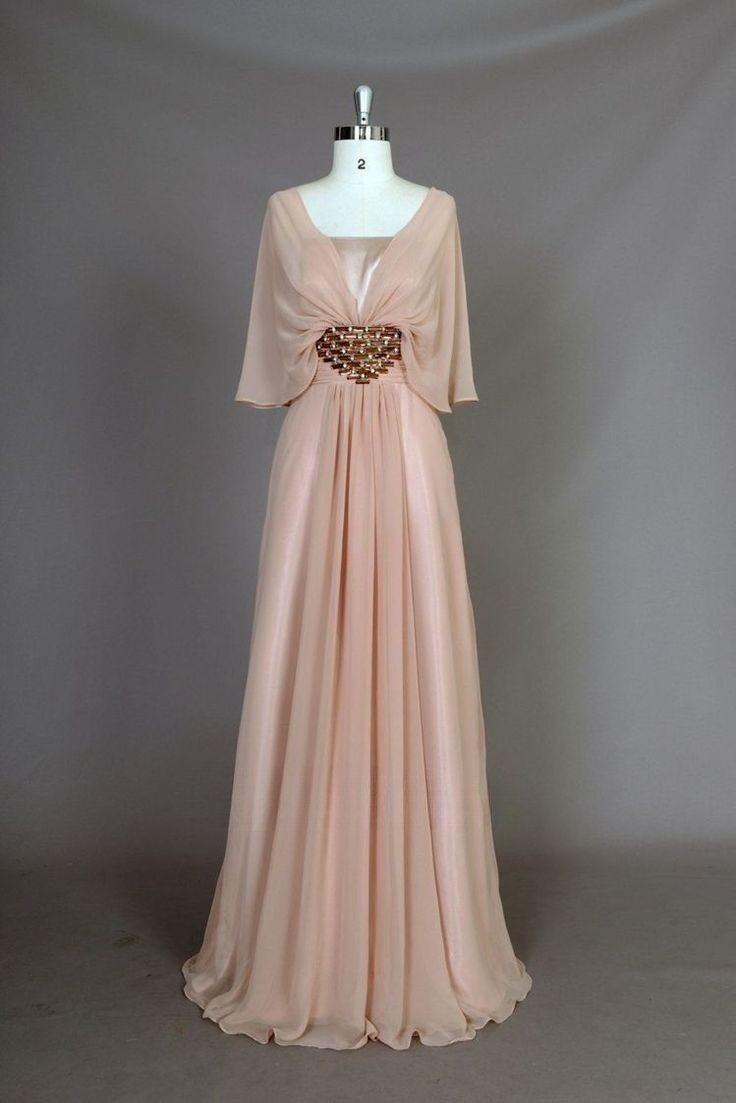 Elegant Light Pink A-Line Chiffon Modest Long Formal Prom Dress Evening Dress, D858