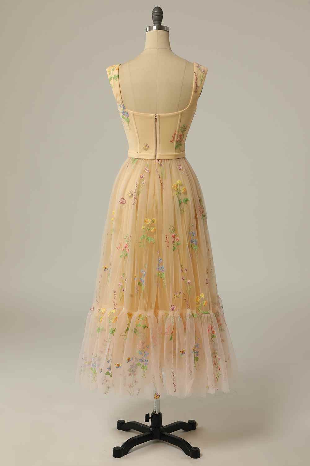 Square Straps Tulle A-Line Empire Party Prom Dress
