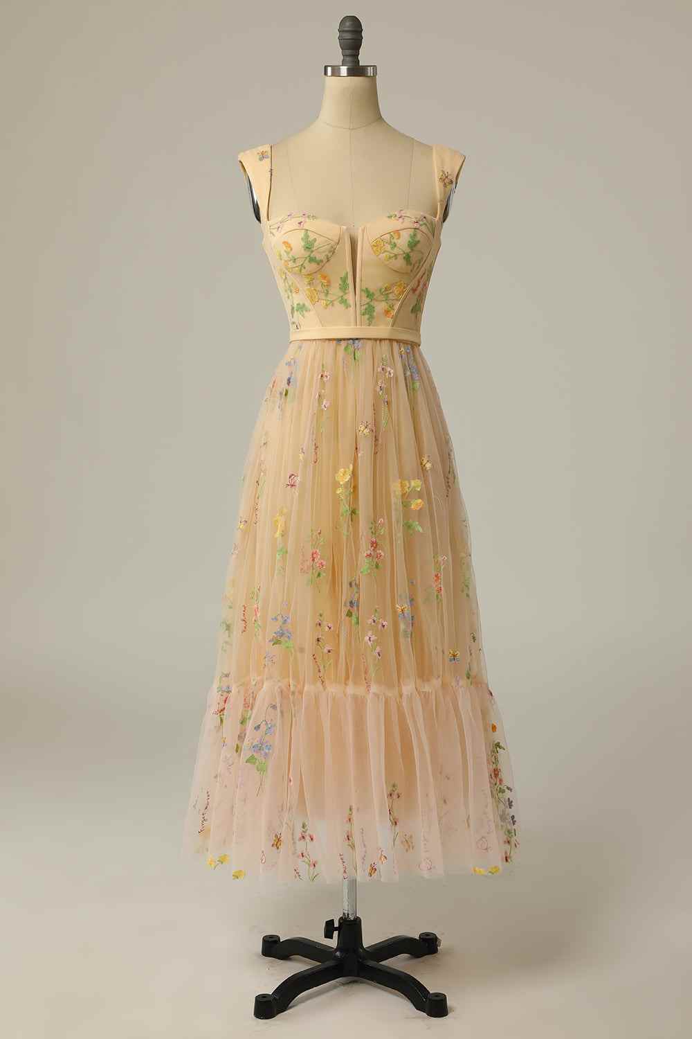 Square Straps Tulle A-Line Empire Party Prom Dress