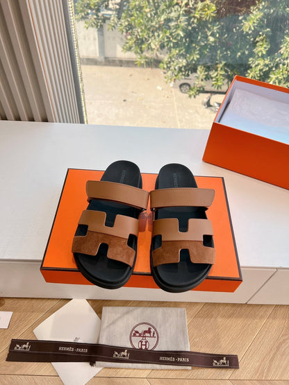 CHYPRE SANDAL IN BRONZE BROWN SUEDE AND CALFSKIN