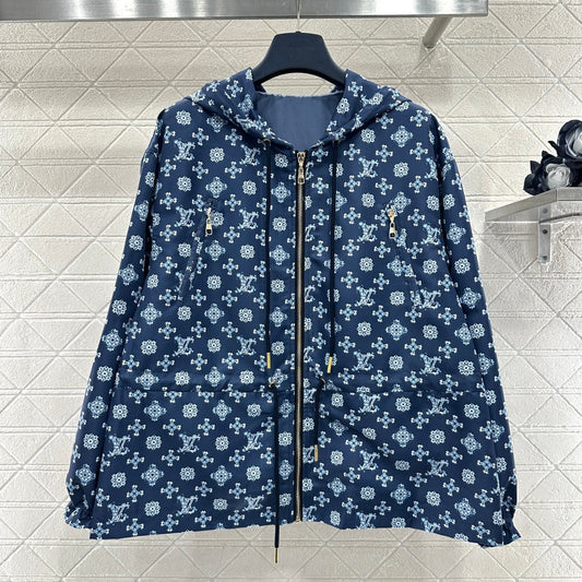 LV 26 Hooded Drawstring Windbreaker Jacket