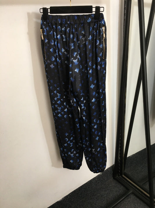 LV Monogram Logo Trousers with Zip Pockets