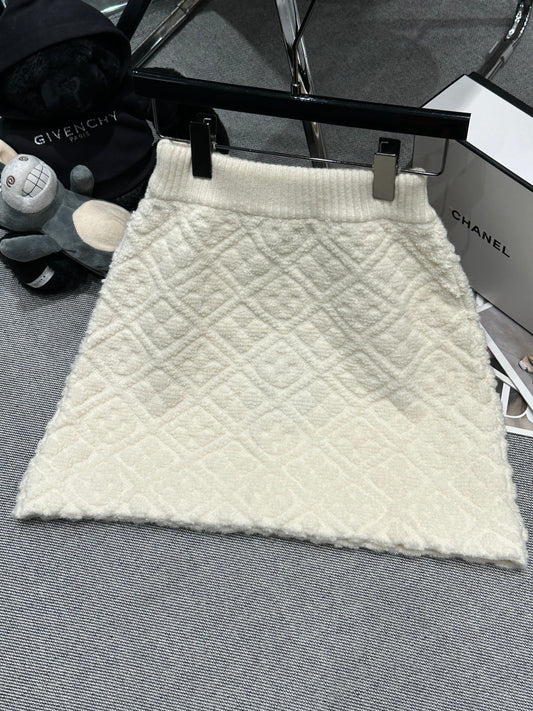 LV 26 Wool Knit Midi Skirt