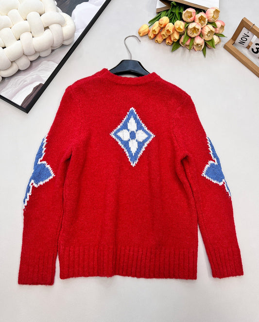 LV Jacquard Four-Leaf Clover Wool Knit Sweater 799494