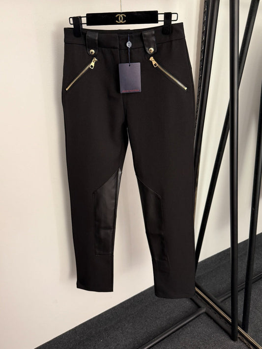 LV Zippered Double Pocket Leather Jogger Pant