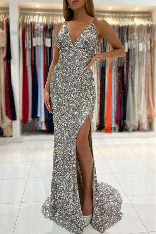 Mermaid V-Neck Prom Dress With Slit