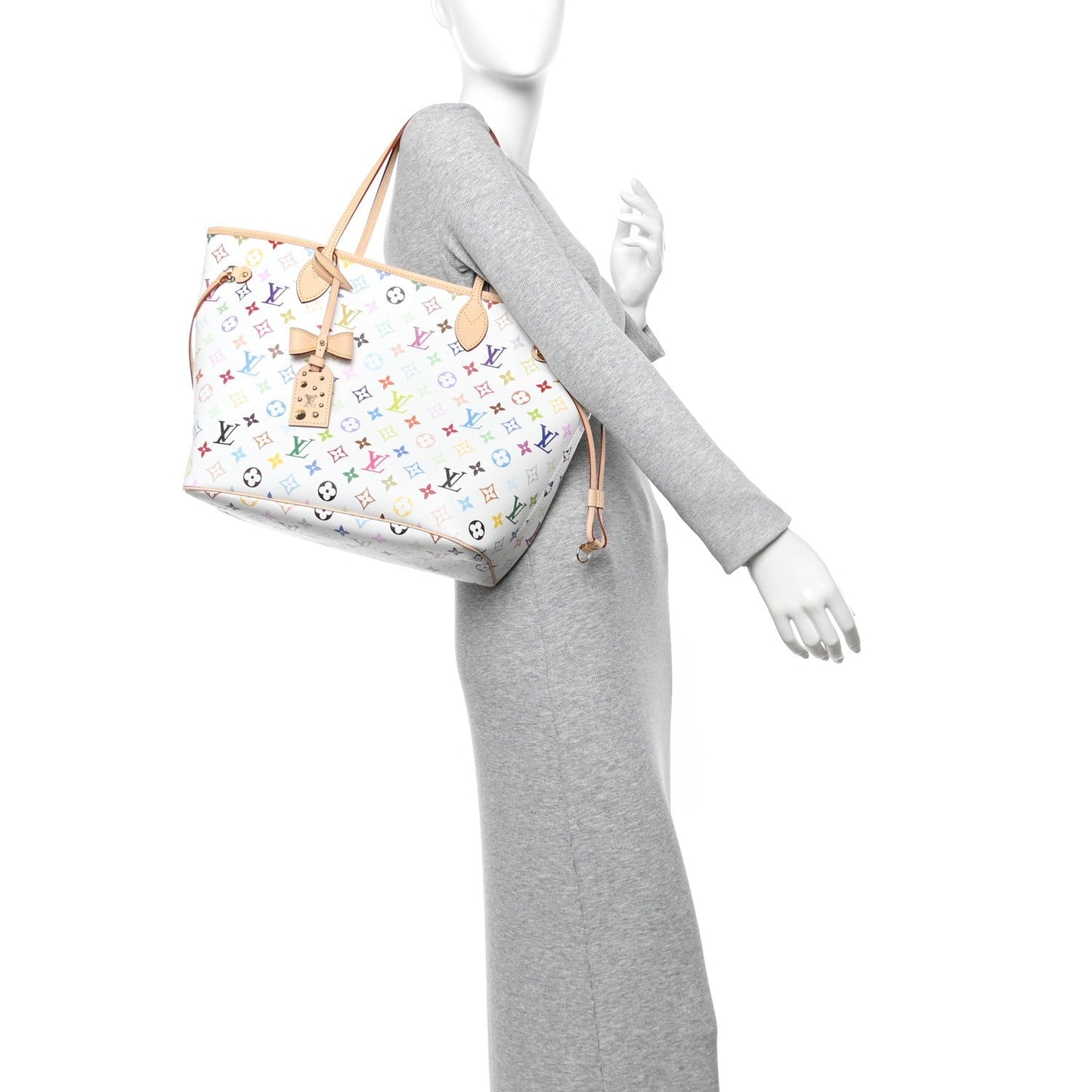 LV X TM Monogram Multicolor Neverfull MM White