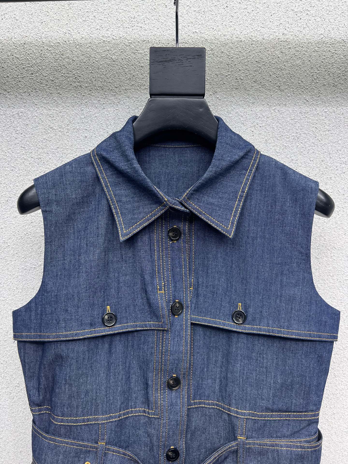 BV Vest Dress in Blue Denim
