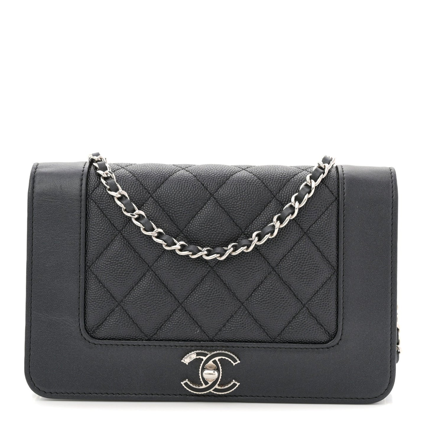 Caviar Quilted Vintage Mademoiselle Wallet On Chain WOC Black