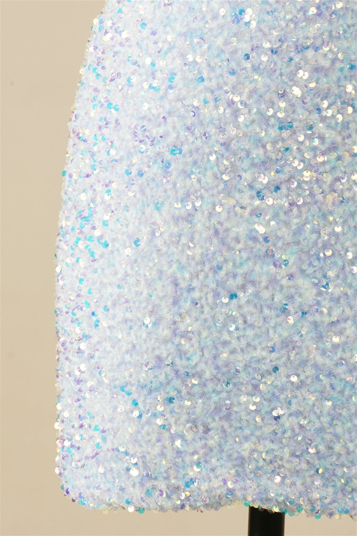 Light Blue Sheath Lace-Up One Shoulder Sequins Homecoming Dress