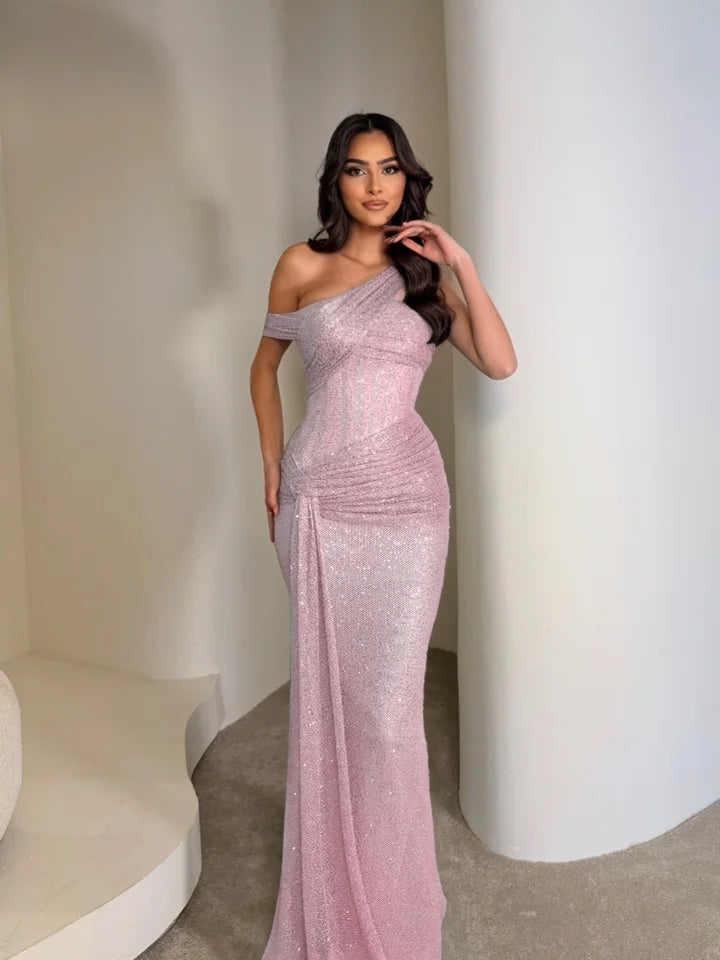 Stunning Sleeveless Sequins Floor Long Mermaid Evening Dress
