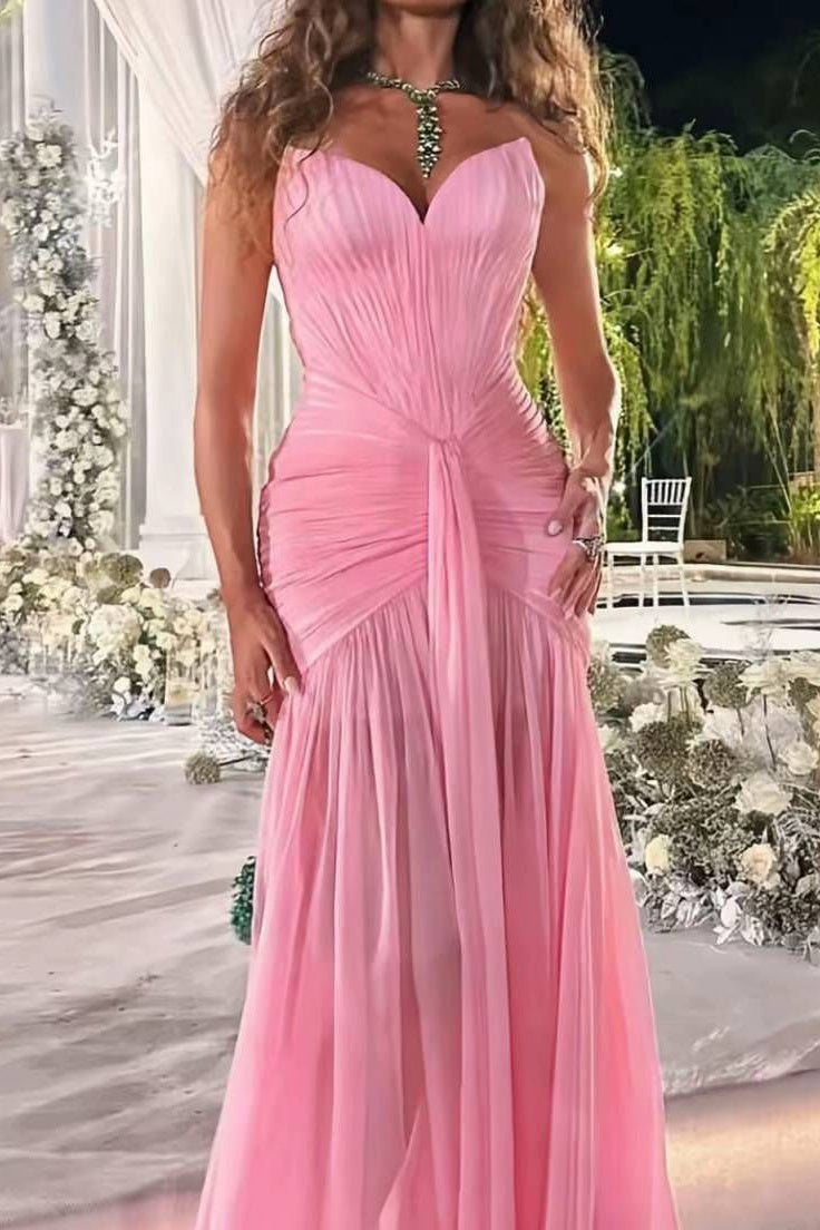 Elegant Sleeveless Sweetheart Mermaid Pleated Prom Dress