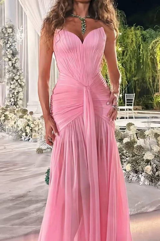 Elegant Sleeveless Sweetheart Mermaid Pleated Prom Dress