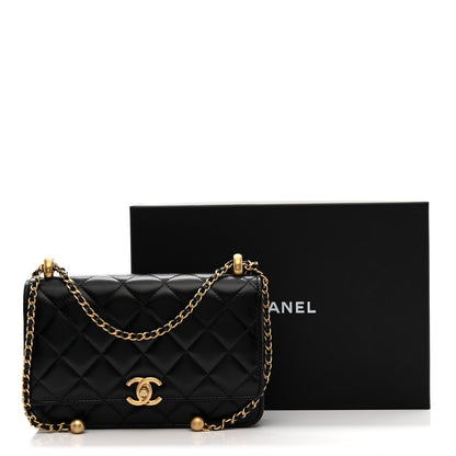 Calfskin Quilted Perfect Fit Wallet On Chain WOC Black