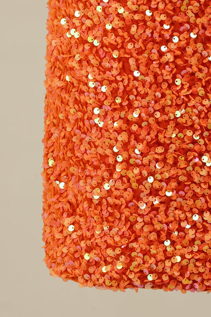 Orange Sequins One Shoulder Sheath Homecoming Dress