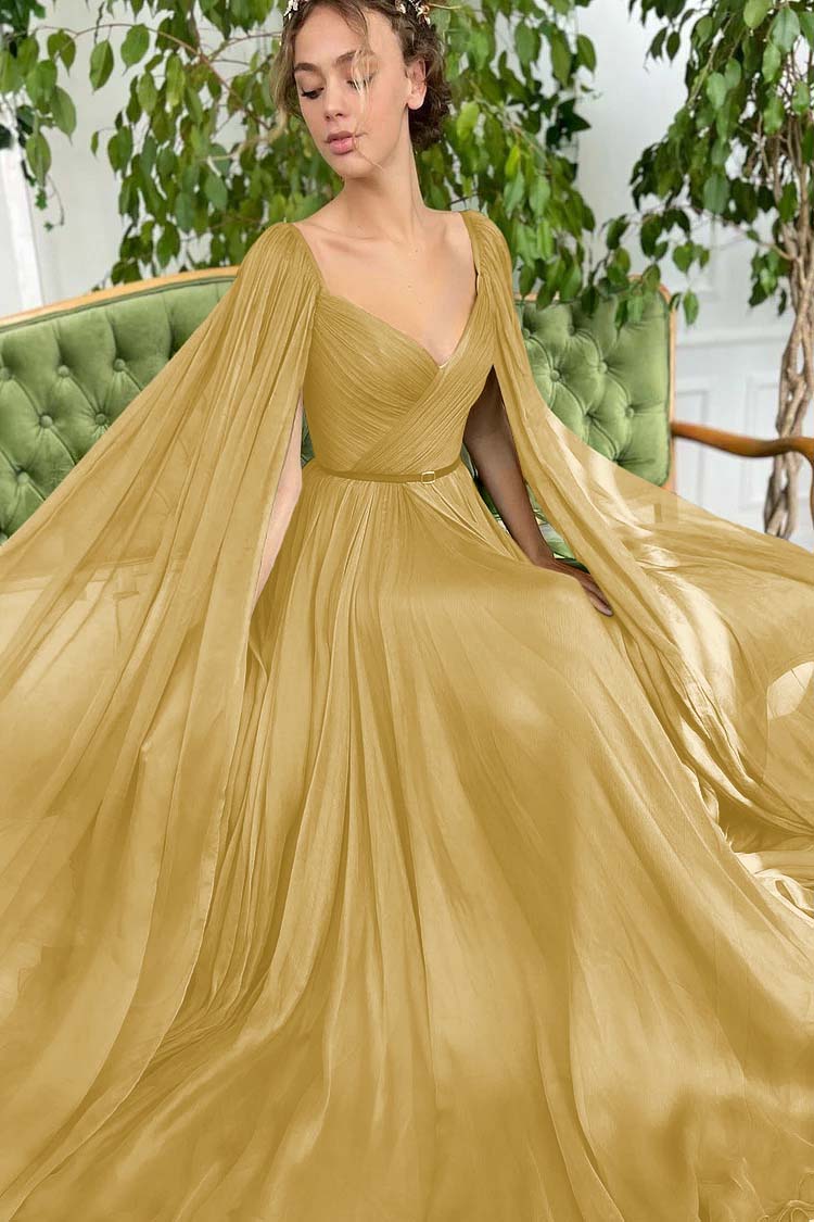 Elegant Green Long Puffy Sleeves Formal Prom Dress Sweetheart Tulle With Split