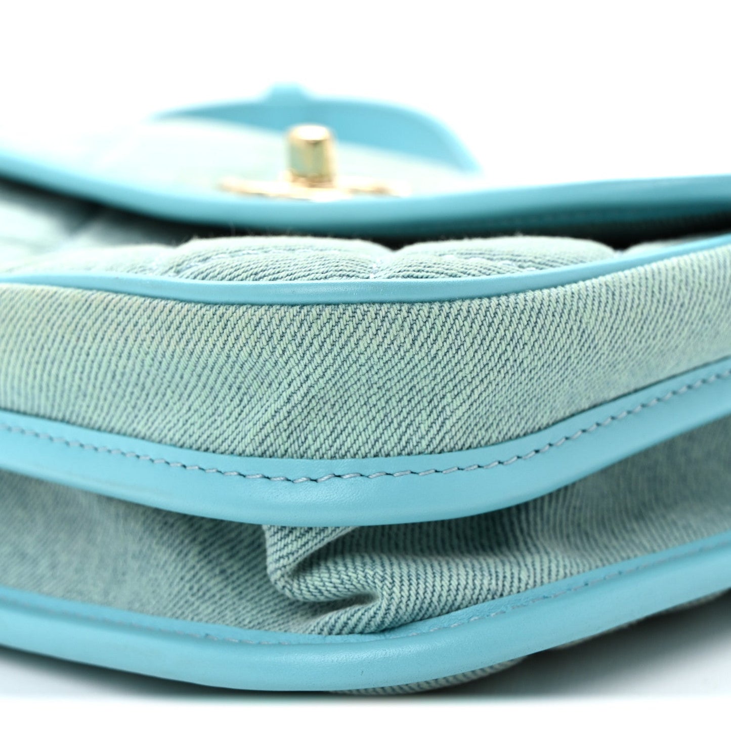 Denim Quilted Small Messenger Flap Neon Blue