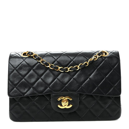 Lambskin Quilted Small Double Flap Black