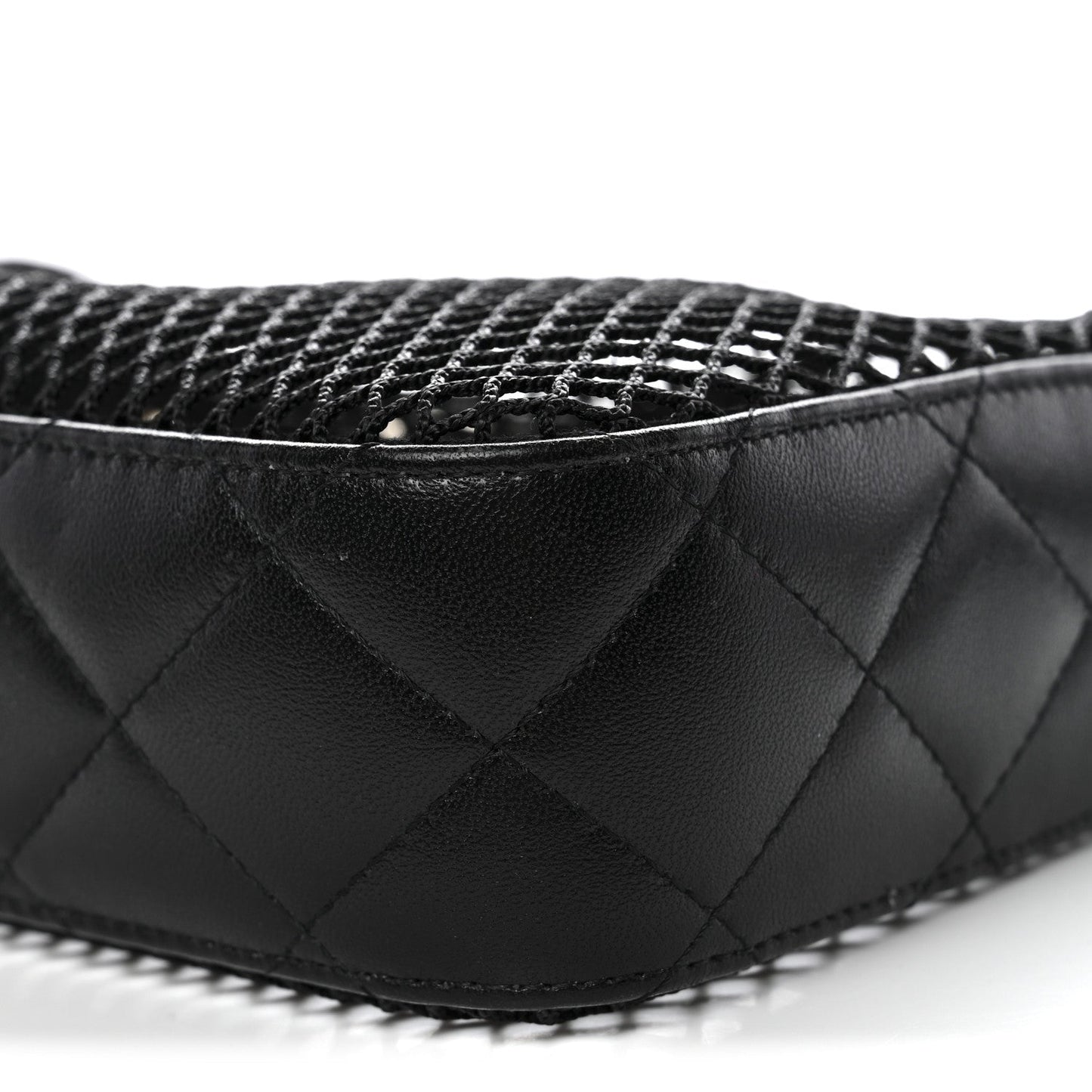 Mesh Shiny Lambskin Clutch With Chain Black