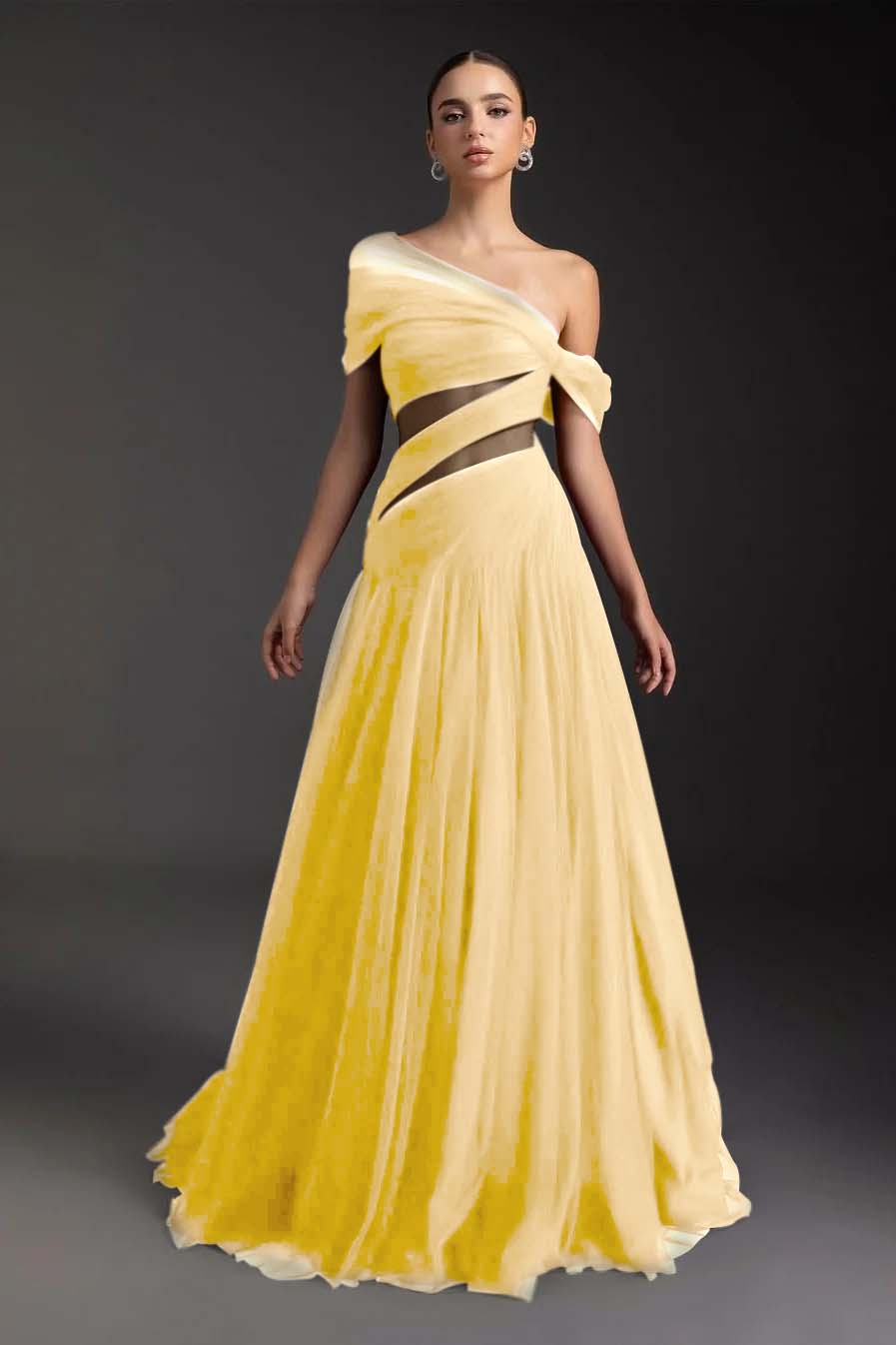 SleevelessOff-Shoulder A-Line Prom Dress