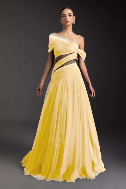 SleevelessOff-Shoulder A-Line Prom Dress