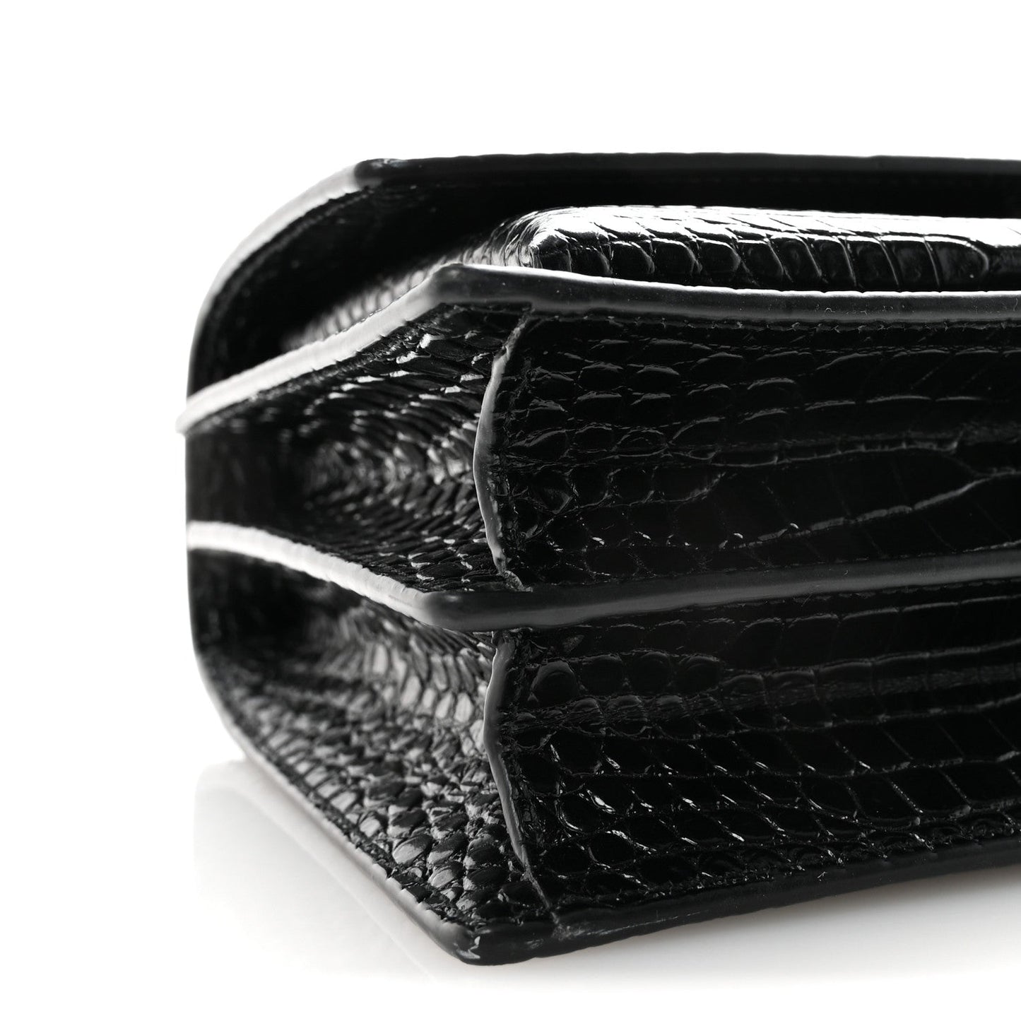 Calfskin Crocodile Embossed Medium Monogram Sunset Black