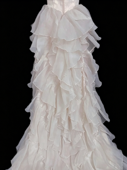Chic Homecoming Dress Strapless Tulle Cascade Hi-Lo Prom Dress Back to School Outfits Party Dress  D6140