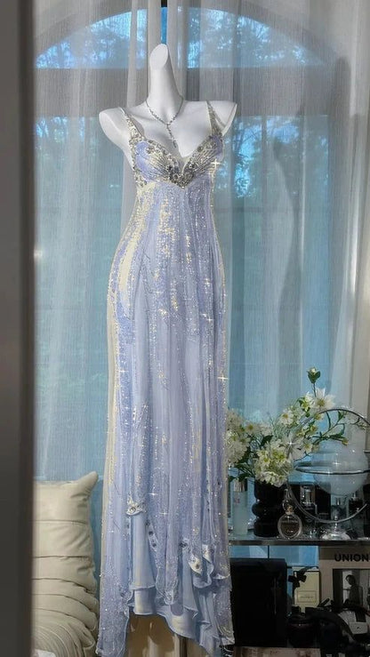 Ivory Exquisite A Line Beaded Rhinestone Chiffon Prom Dress Formal Dress Party Dress SH4024