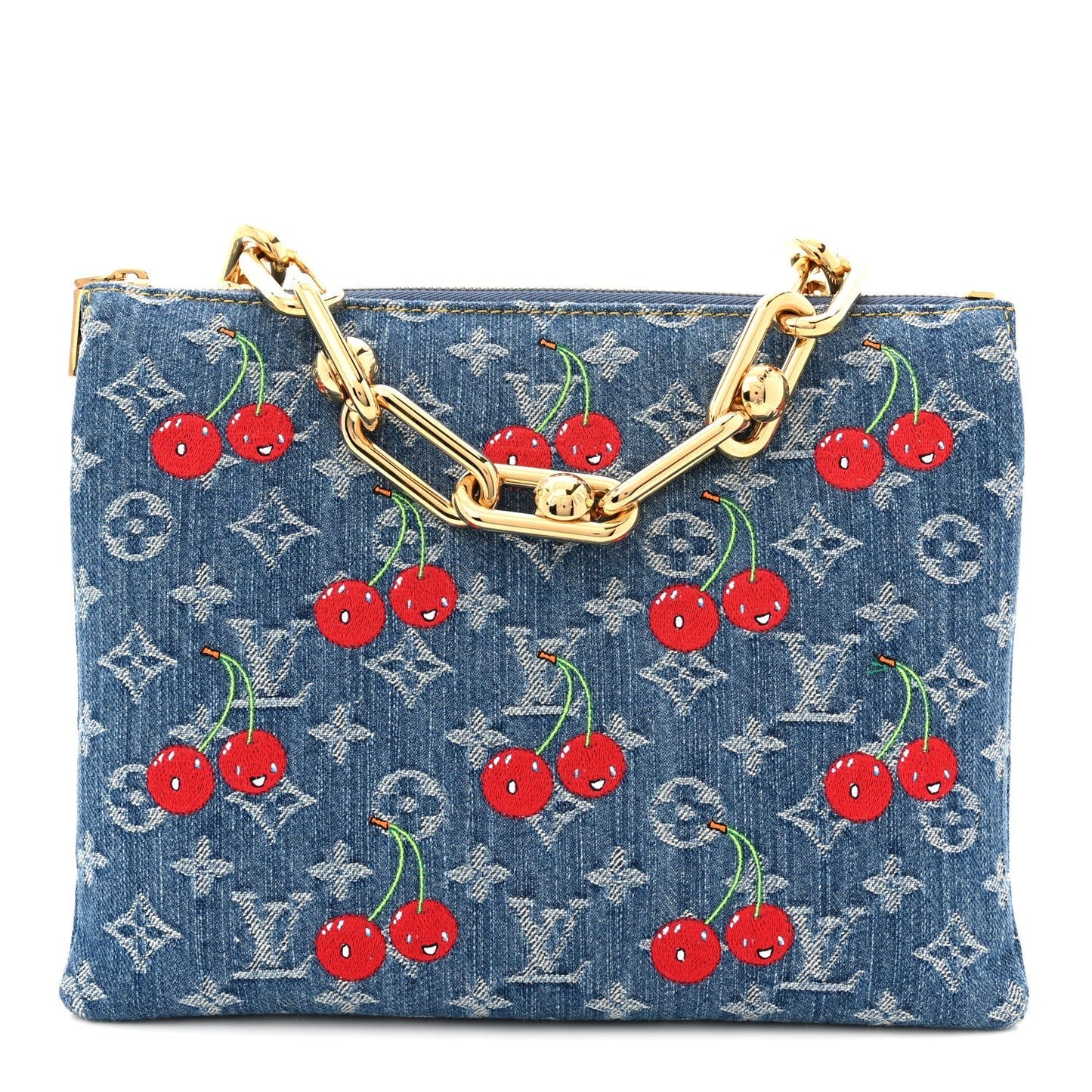 LV X TM Monogram Denim Cerises Coussin PM Blue