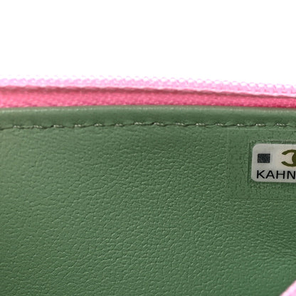 Lambskin Quilted Flap Phone Holder With Chain Lilac Light Green