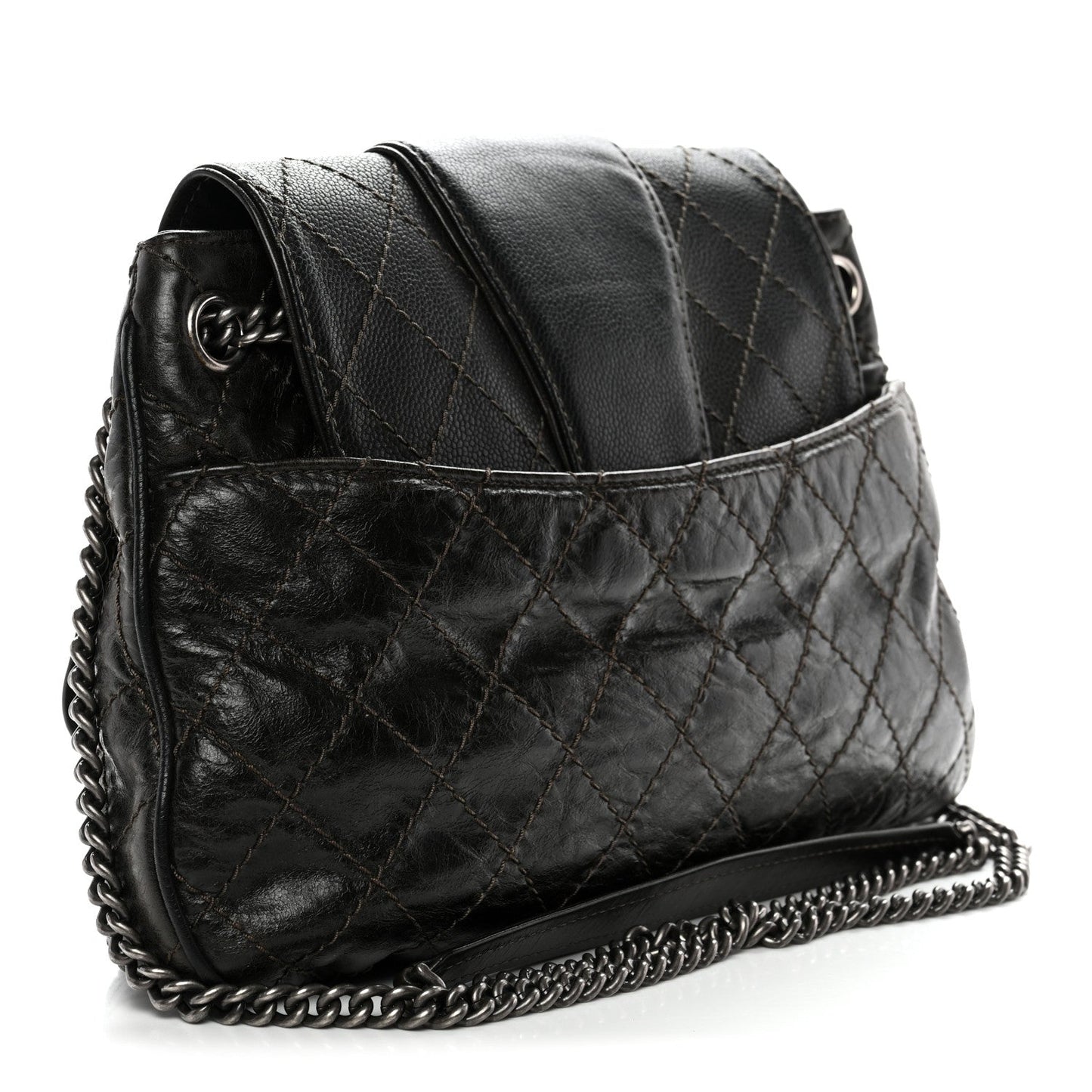 Caviar Aged Calfskin Medium Bubble Graphic Messenger Bag Grey