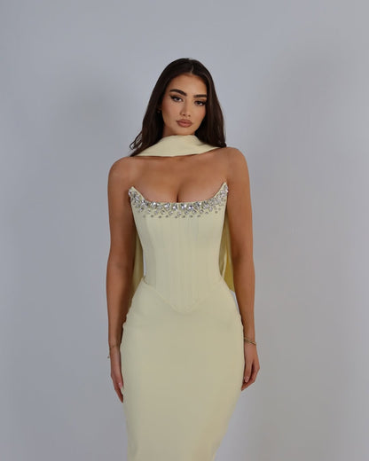 Sleeveless Sequins Strapless Prom Dress With Beads