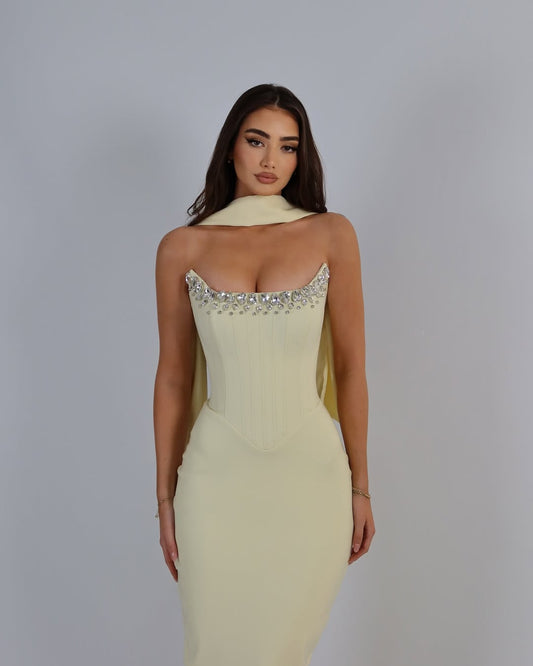 Sleeveless Sequins Strapless Prom Dress With Beads
