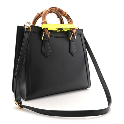 Calfskin Small Diana Tote Bag Black Yellow Fluo